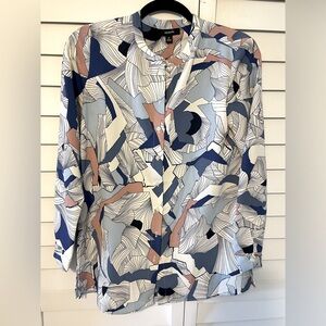 Alfani Womens Abstract Button Up Shirt/Tunic